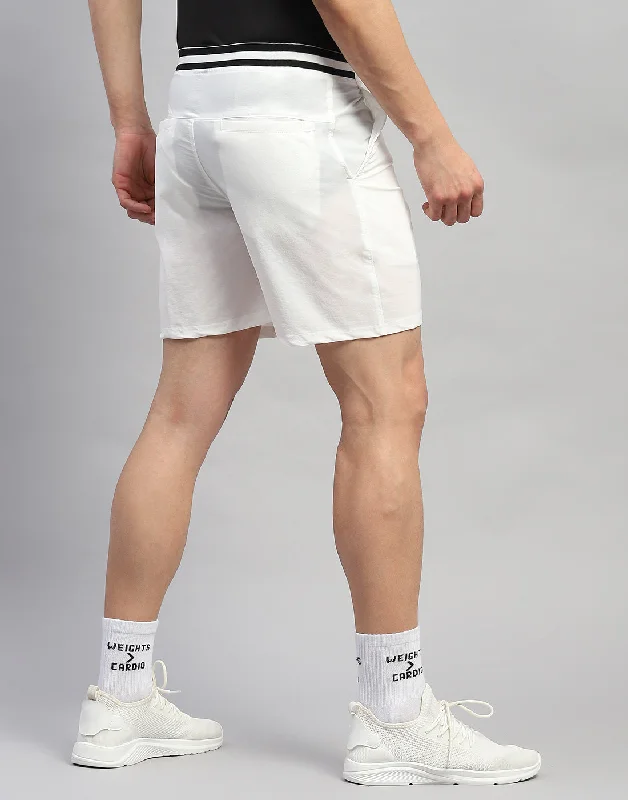 Men White Solid Regular Fit Short