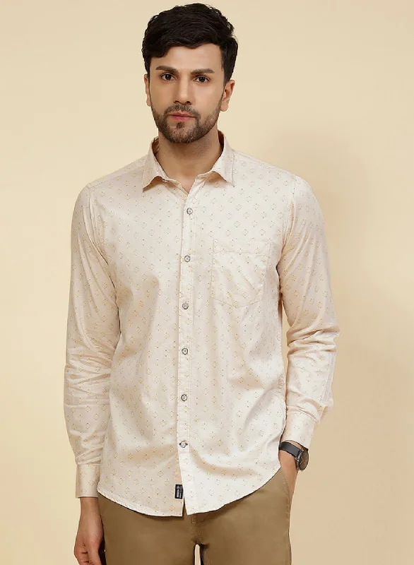 Men Beige Printed Shirt