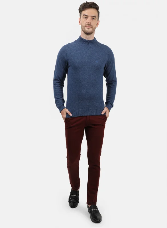 Men Blue Solid Pullover