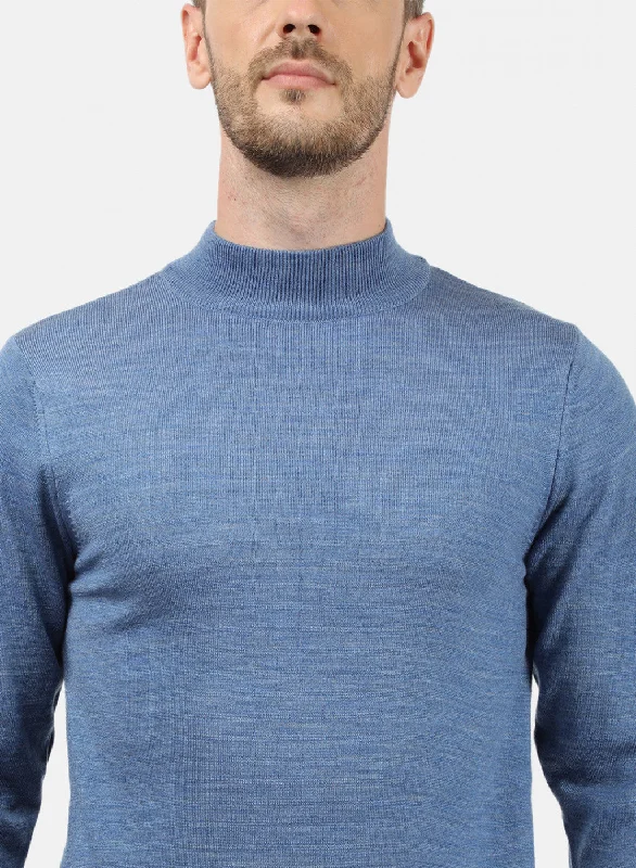 Men Blue Solid Pullover