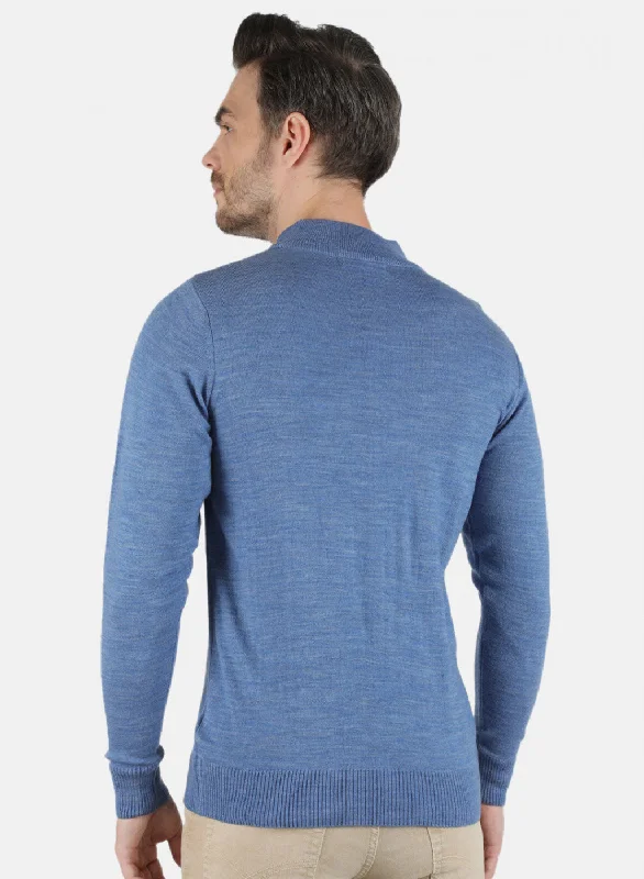 Men Blue Solid Pullover