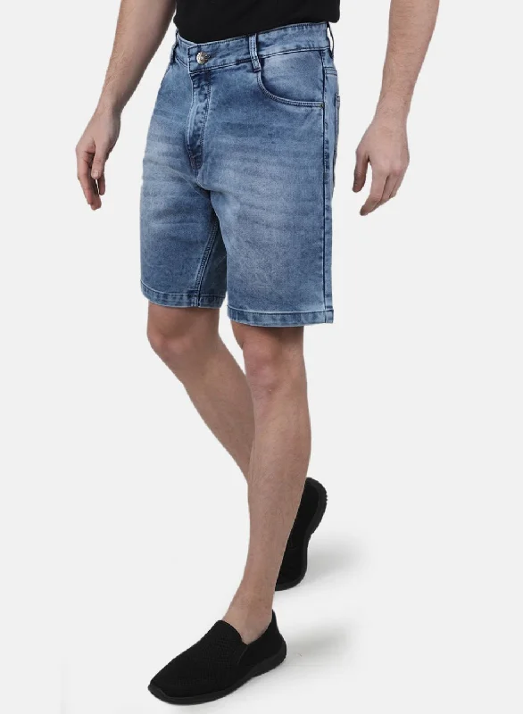 Men Blue Solid Short