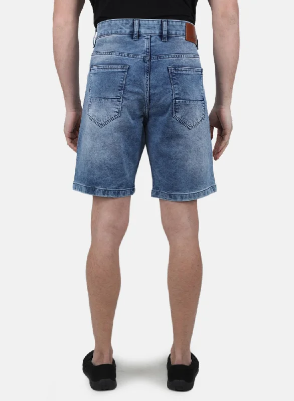 Men Blue Solid Short