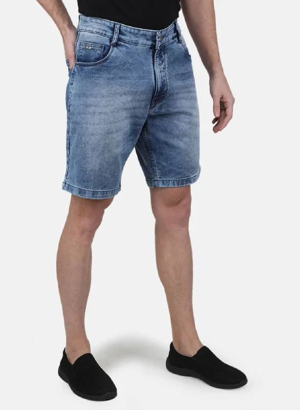 Men Blue Solid Short