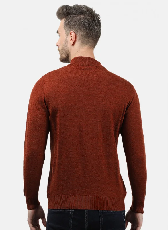 Men Brown Solid Pullover