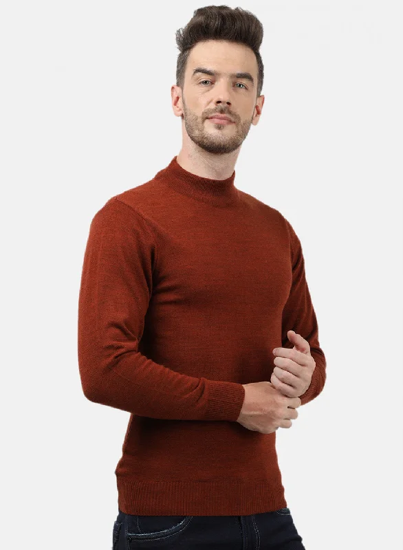 Men Brown Solid Pullover