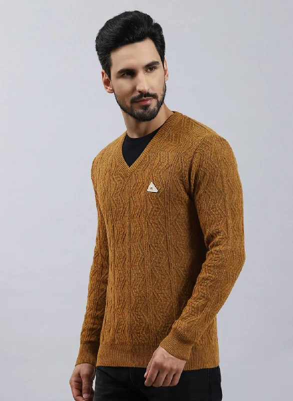 Men Green Self Design Lamb wool Pullover