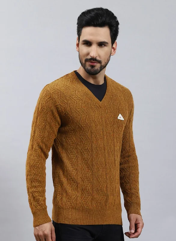 Men Green Self Design Lamb wool Pullover