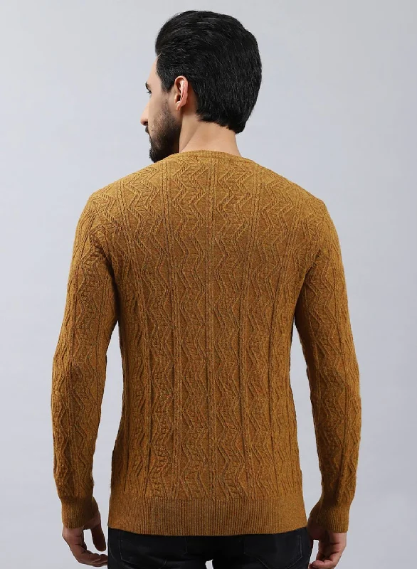 Men Green Self Design Lamb wool Pullover