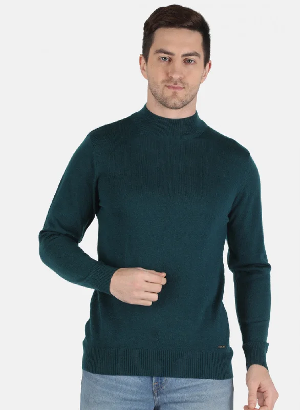 Men Green Solid Pullover