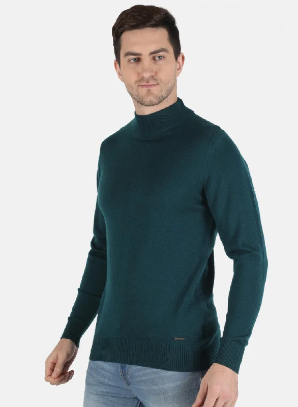 Men Green Solid Pullover