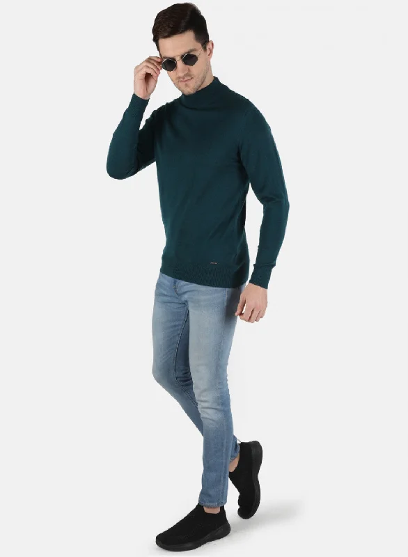 Men Green Solid Pullover