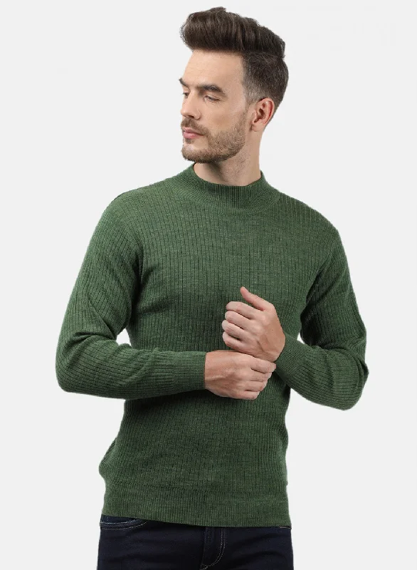 Men Olive Solid Pullover