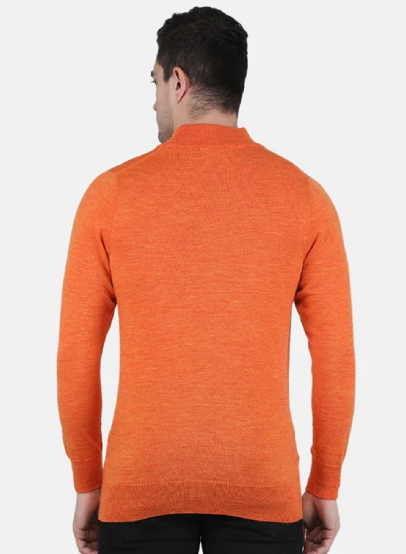 Men Orange Solid Pullover