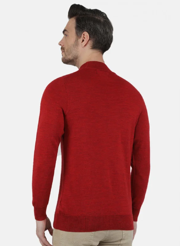 Men Red Solid Pullover