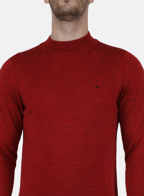 Men Red Solid Pullover