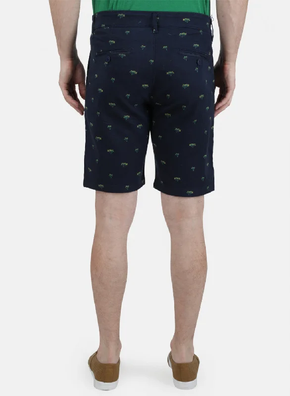 Mens Navy Blue Printed Shorts