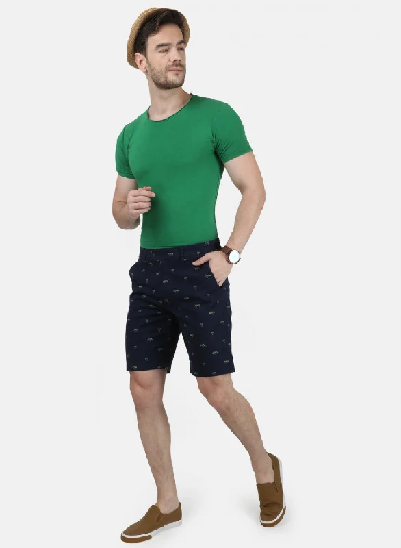 Mens Navy Blue Printed Shorts