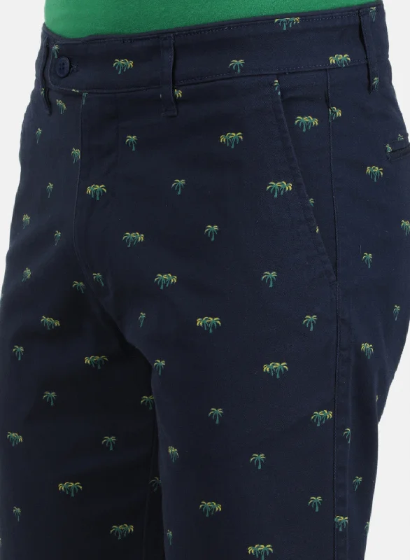 Mens Navy Blue Printed Shorts