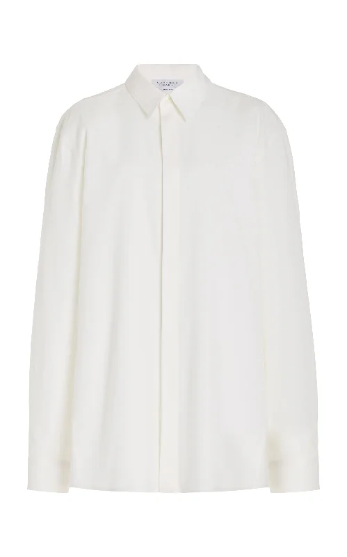 Nicolas Shirt in Ivory Silk Wool Cady