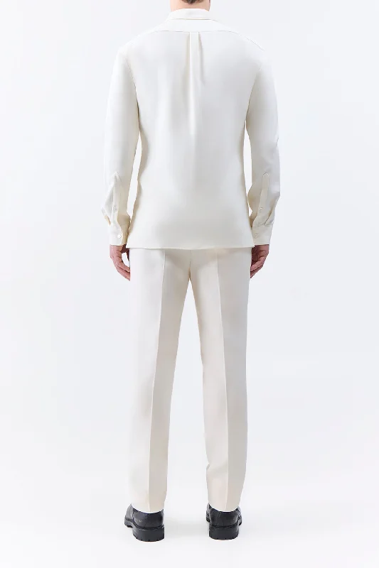 Nicolas Shirt in Ivory Silk Wool Cady