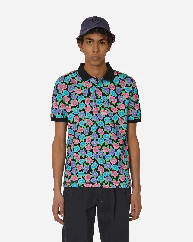 Floral Polo T-Shirt Black