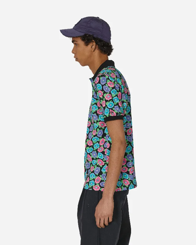 Floral Polo T-Shirt Black