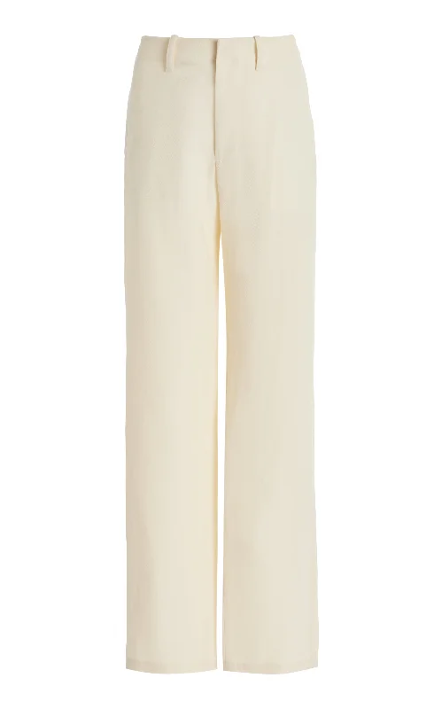 Rhys Pant in Ivory Virgin Wool Linen Twill