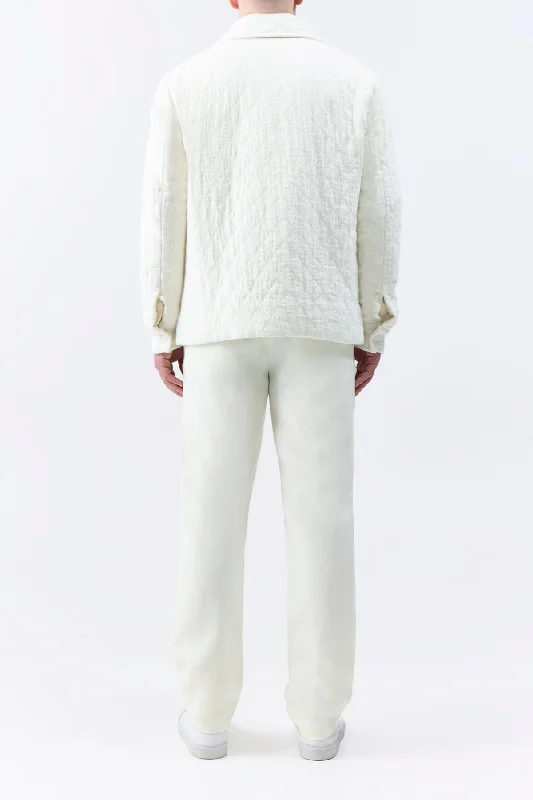 Rhys Pant in Ivory Virgin Wool Linen Twill