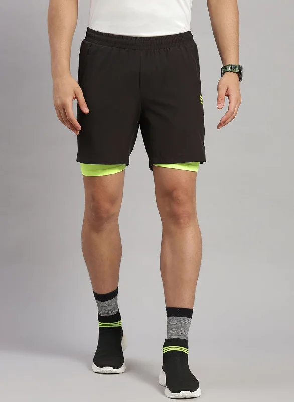 Men Black Solid Short