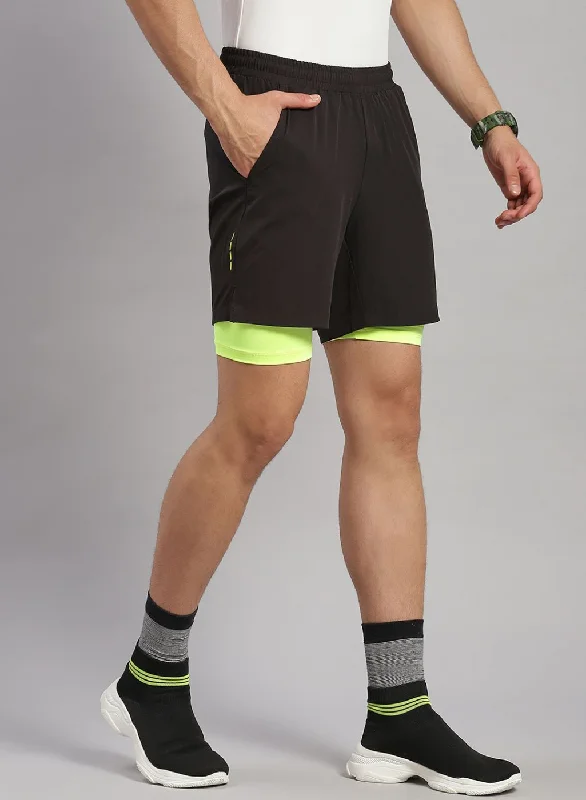 Men Black Solid Short