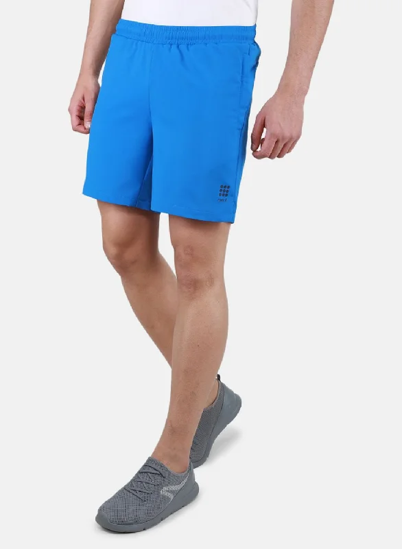 Men Blue Self Design Short