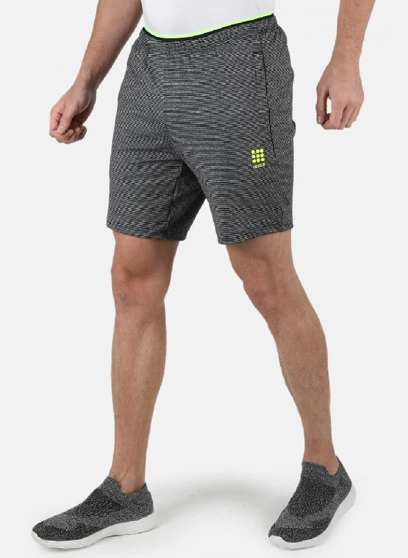 Men Grey Self Design Shorts