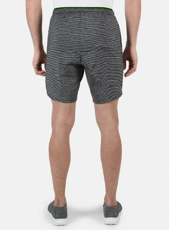 Men Grey Self Design Shorts