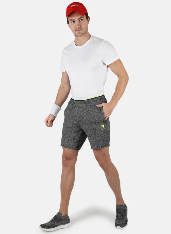 Men Grey Self Design Shorts