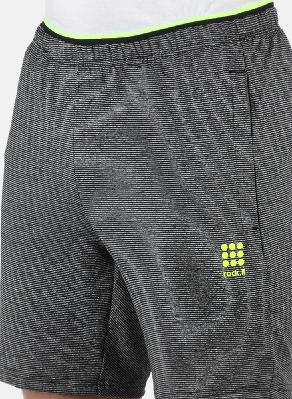 Men Grey Self Design Shorts