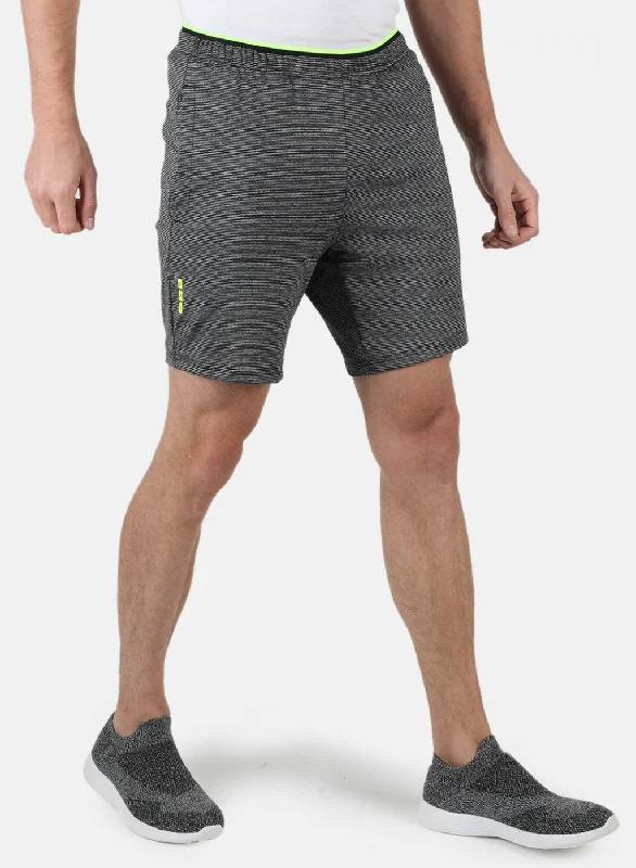 Men Grey Self Design Shorts