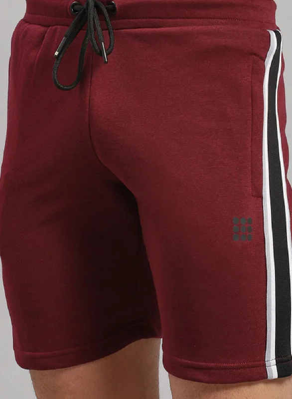 Men Maroon Solid Short