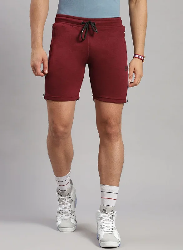 Men Maroon Solid Short