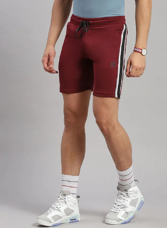 Men Maroon Solid Short