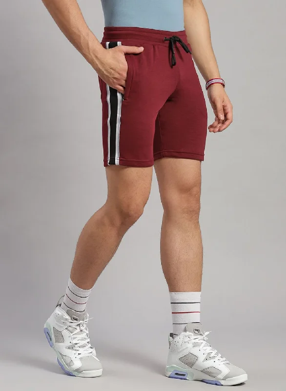 Men Maroon Solid Short