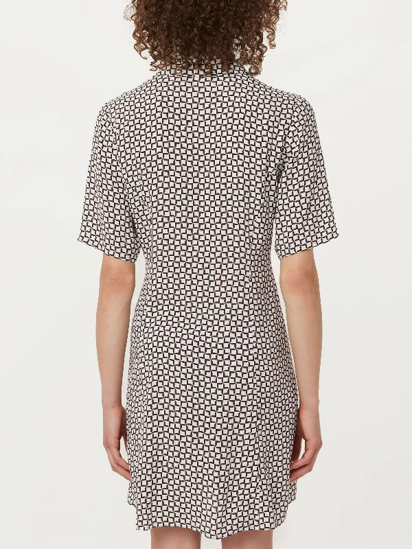 The Camp Collar Printed Dress in White