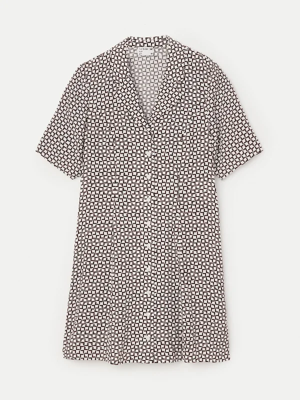 The Camp Collar Printed Dress in White