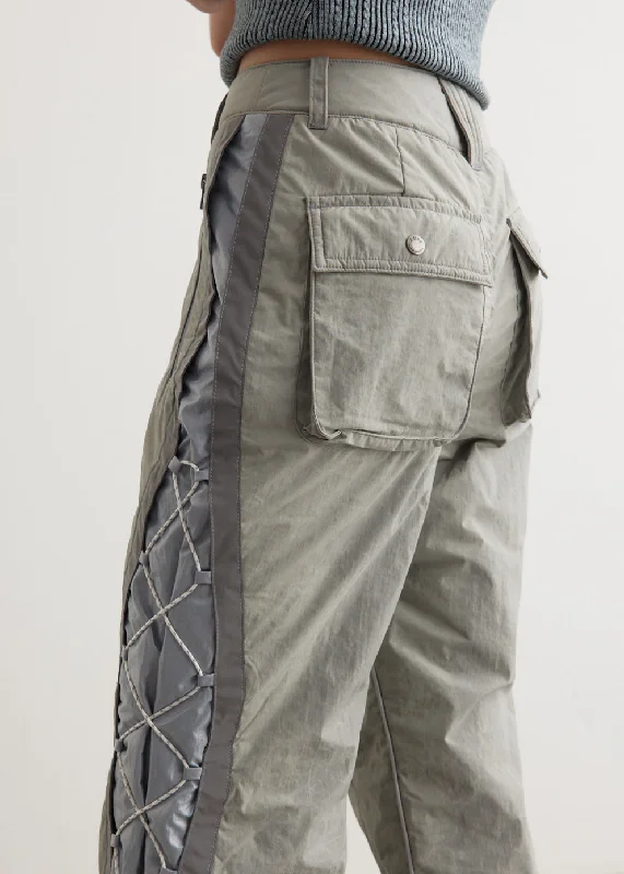 Crack Padded Lace-Up Wide Pants