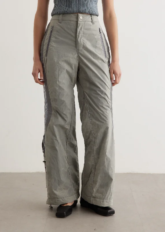 Crack Padded Lace-Up Wide Pants