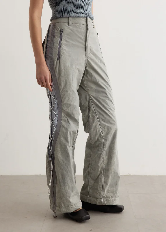 Crack Padded Lace-Up Wide Pants