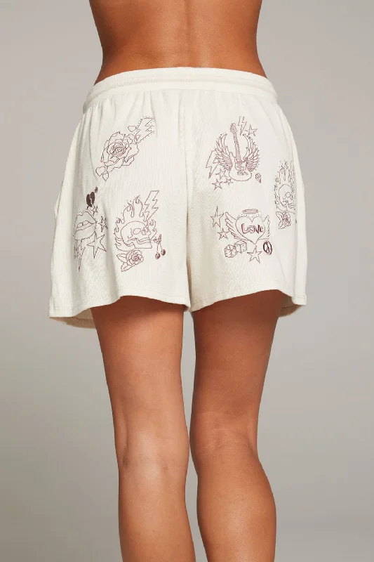 Love Rock Embroidery Shorts