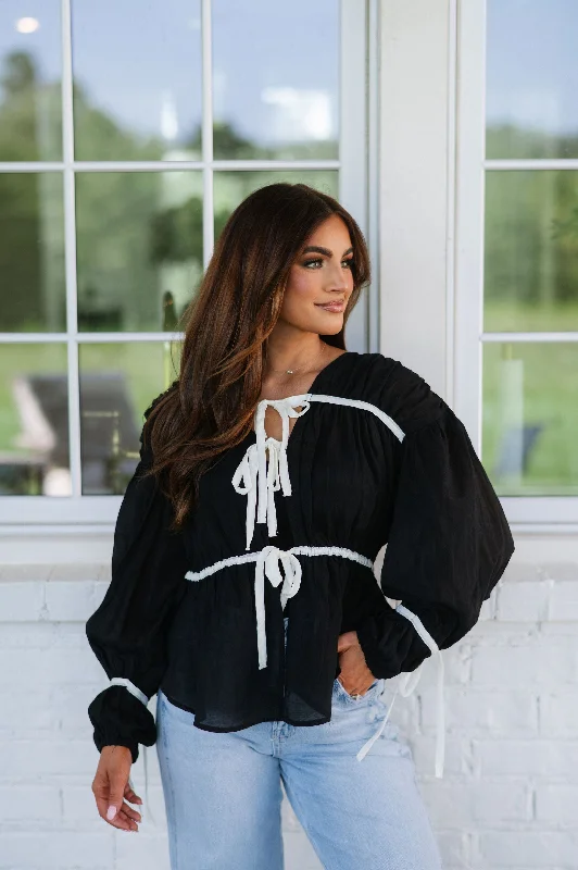 Madison Long Sleeve Blouse - Black