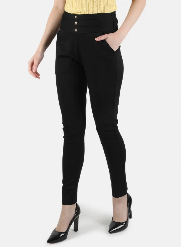 Women Black Plain Jegging