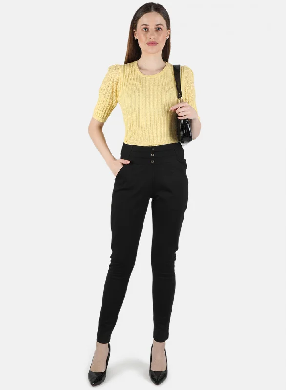 Women Black Plain Jegging